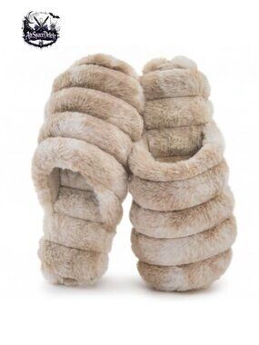 Women's Fuzzy Ribbed Plush Slippers Memory Foam Non-Slip House Shoes